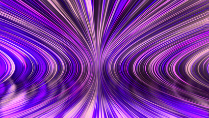 3D rendering of an abstract panoramic neon background with glowing rays