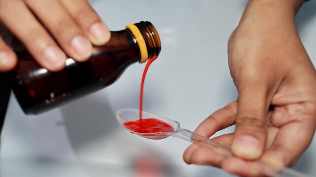 Antipyretic syrup and spoon, Cough and Cold medicine