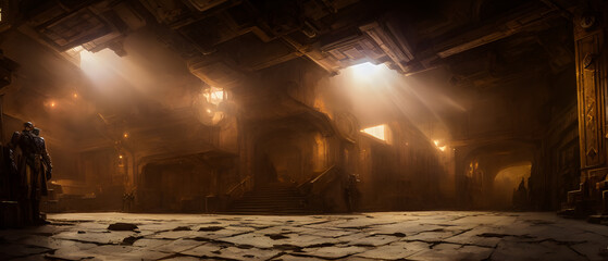 Artistic concept painting of a shelter interior, background illustration.