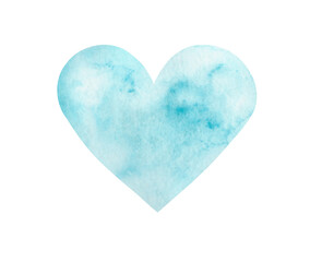 cold winter blue watercolor heart on holiday for card and invitation design