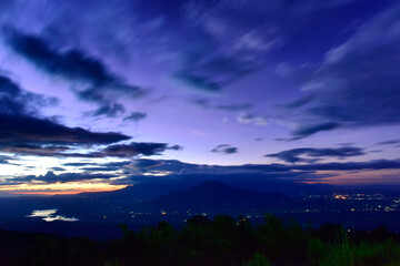 The viewpoint at the mountain in the Phu Pa por Fuji atmosphere at sunset at Loei, Loei province, Thailand fuji mountain similar to Japan's Fuji mountain.