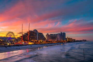 Colorful sunset above Daytona Beach, Florida - Powered by Adobe