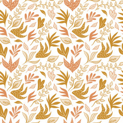 Seamless autumn pattern.repeating vector texture.stylized autumn leaves. Stock vector illustration.