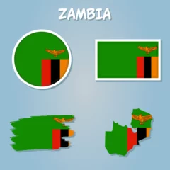 Foto op Aluminium Map of Zambia and Zambian flag illustration. © RP
