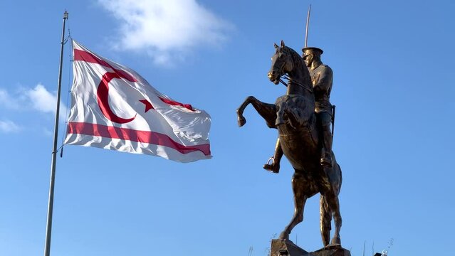 Ataturk bust and Northern Cyprus flag