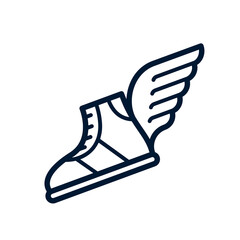 Flying sneakers or boots with wings - vector icon