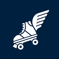 Flying classic roller skates with wings - vector
