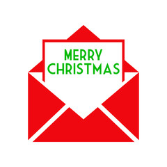 Logo con frase Merry Christmas en carta en sobre de correo