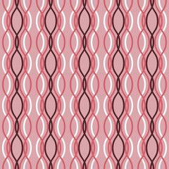 Vector seamless pattern. Vertical wavy lines intertwined on a light pink background. Illustration great for holiday background, Christmas, greeting card design, textiles, packaging, wallpaper.