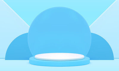 Blue cylinder showcase foundation stage for product presentation triangle studio background vector