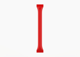 Paper Stick Sachet Mockup Isolated O White Background. 3d illustration