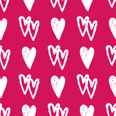 Stylish graphic seamless pattern with hearts and the inscriptions love	