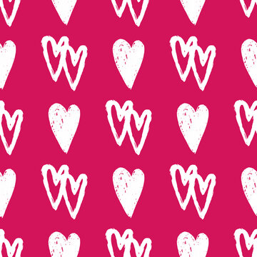 Fototapeta Stylish graphic seamless pattern with hearts and the inscriptions love 