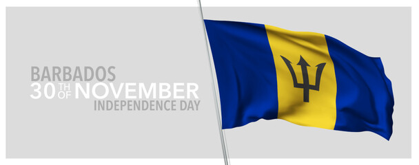 Fototapeta premium Barbados happy independence day greeting card, banner with template text vector illustration