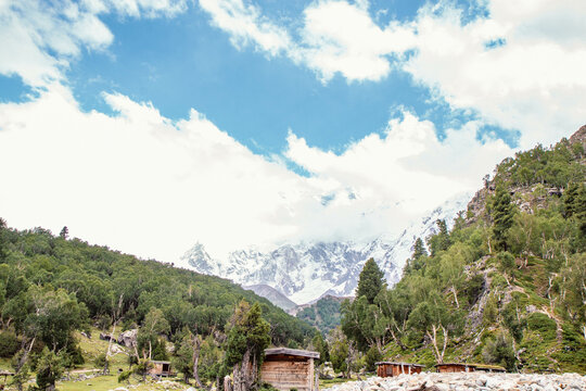 Fairy Meadows Nanga Parbat Blue Sky Clouds Beautiful Landscape Mountains View