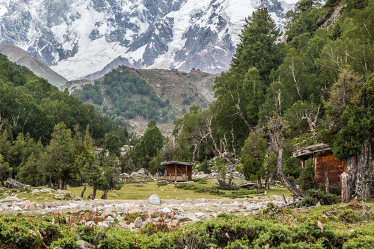 Fairy Meadows Wooden traditional room hotel huts Landscape Mountains
