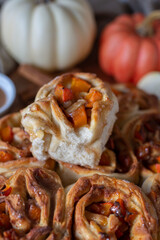 Pumpkin apples cinnamon rolls and organic pumpkins and apples