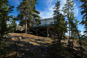 Fototapeta premium Viewing platform at Five Finger Rapids on Yukon-Kuskokwim Delta,Yukon,Canada,North America 