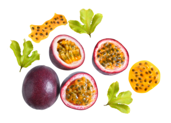passion fruit with leaf on transparent png