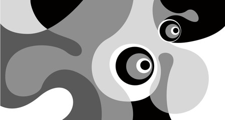 Vector black and white fluid and liquid abstract background for banner
