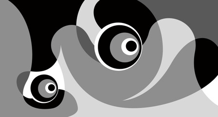 Vector black and white fluid and liquid abstract background for banner