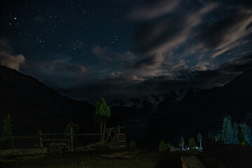 Mid night Milky-way view Fairy Meadows Nanga Parbat