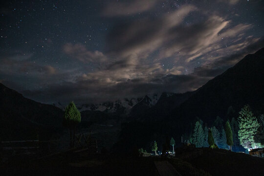 Mid night Milky-way view Fairy Meadows Nanga Parbat