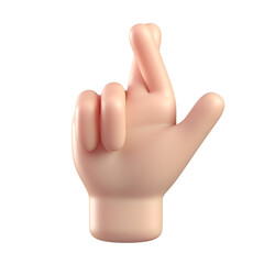 Crossed fingers 3d cartoon hand, business hand wishing luck gesture 3d rendering