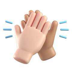 Obraz premium Cartoon 3d hands giving high five, diversity, inclusion, 3d rendering