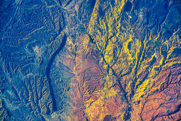The beauty of the land in the United States of America. Digital enhancement. Elements by NASA