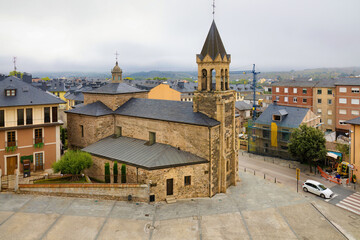 Fototapeta premium Aerial view of the church of San Andrés, Ponferrada, Castilla y León, Spain