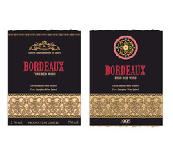 Naklejka premium WINE LABEL COLLECTION DECORATIVE STICKER BORDEAUX WINE STYLE CLASSIC FRENCH