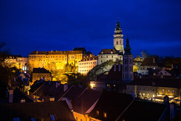 Fototapeta premium evening view to Cesky Krumlov castle - Czech republic