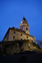 Fototapeta na wymiar evening view to Cesky Krumlov castle - Czech republic