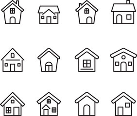 Simple set of outline icons about maison. Architecture. thin line design