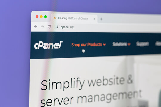 Ostersund, Sweden - Okt 28, 2022: cPanel website on a computer screen. cPanel is a web hosting control panel software developed by cPanel, LLC.