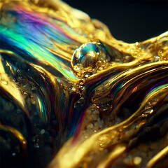 Gold Texture, Dripping Gold, Iridescent green colors
