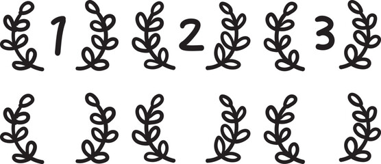 手書きのかわいい月桂冠のランキングアイコンセット