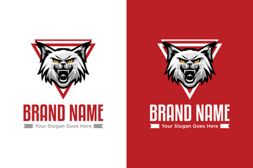Wild cat with triangle background logo © wastucitra