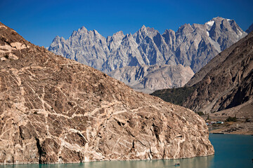 Passu mountains view, Karakoram Highway in Upper Hunza, Pakistan