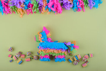 Traditional Mexican pinata in shape of donkey