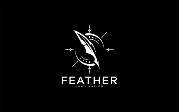 feather and compass logo design templates