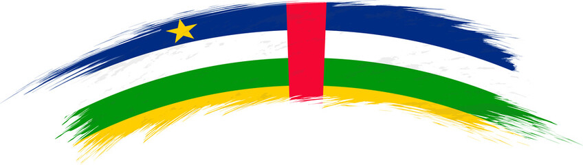 Fototapeta premium Flag of Central African Republic in rounded grunge brush stroke.