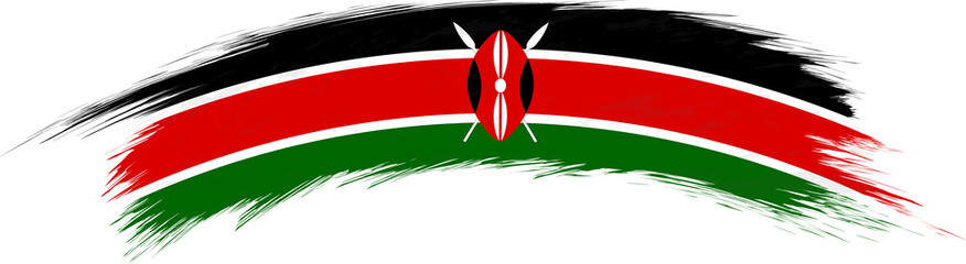 Flag of Kenya in rounded grunge brush stroke.