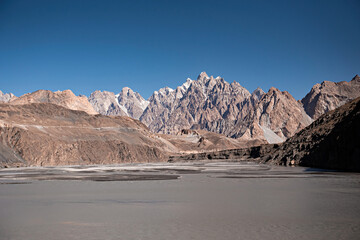 Passu mountains view, Karakoram Highway in Upper Hunza, Pakistan