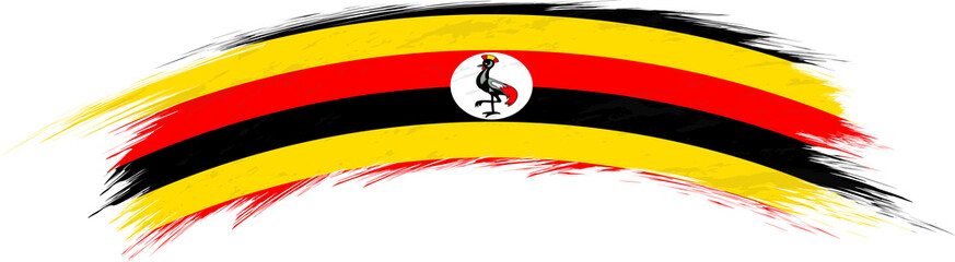 Flag of Uganda in rounded grunge brush stroke.