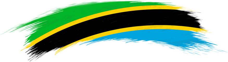 Flag of Tanzania in rounded grunge brush stroke.