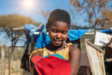 African girl at sunset