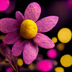 Purple, pink and yellow abstract flower Illustration.