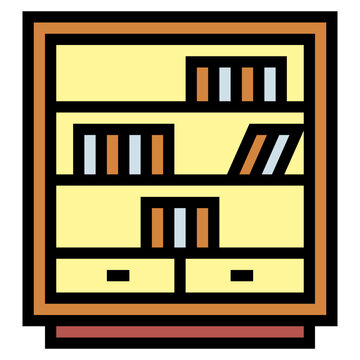 recommend clip art: bookcase filled outline icon style